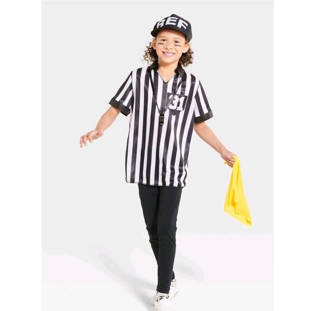 Boys Kids REFEREE Halloween Costume Size 6/7 10/12 Shirt Hat Flag Whistle NWT